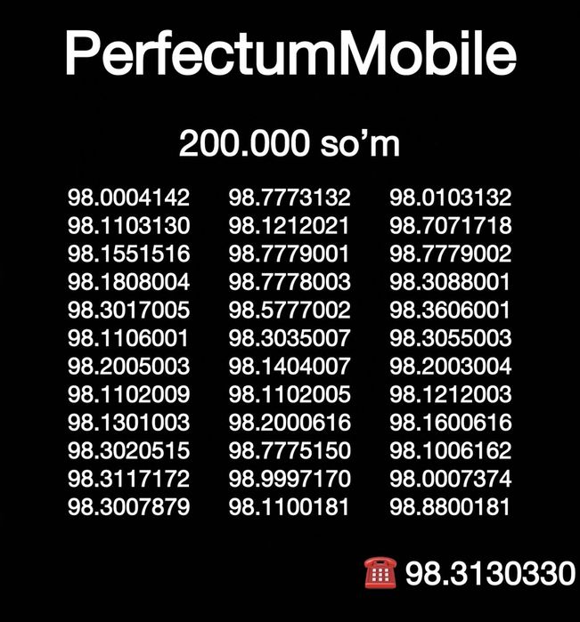 Perfectum raqamlar sotiladi