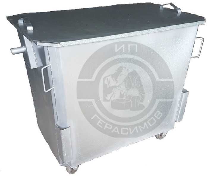 Оцинкованные евроконтейнер 1,1 куб. (с крышкой, на колесах)
