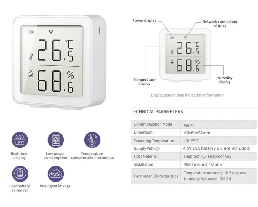 Termometru si hidrometru digital - conectare wifi si acces internet