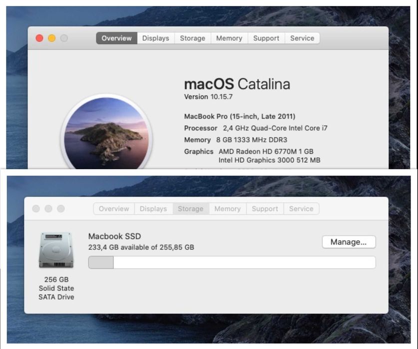 Laptop Apple Macbook Pro 15", Intel Core i7, 8 GB Ram, SSD 256 GB