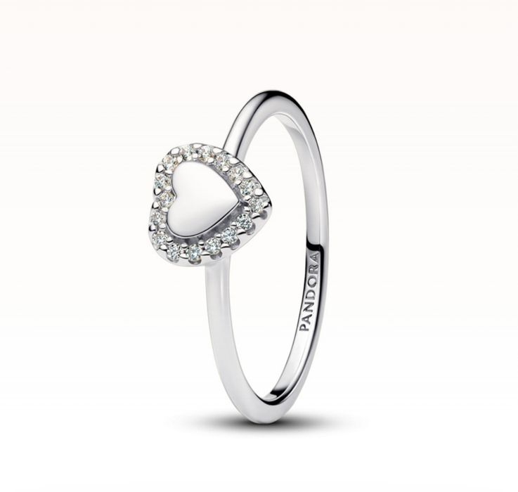 Inel Pandora Heart cu inimioare roz și alb
