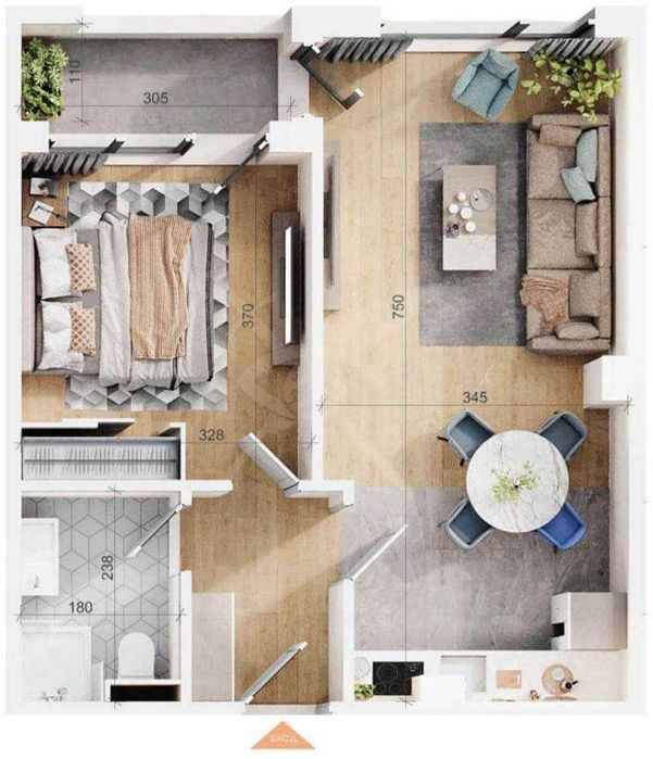 Двустаен апартамент в кв.Тракия 43531