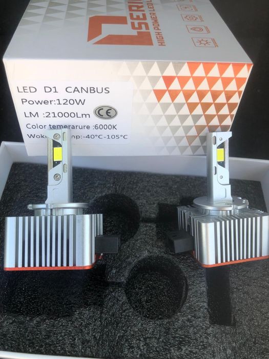 Set led auto D1S 21000 lumeni/120w canbus fara erori lumina alba