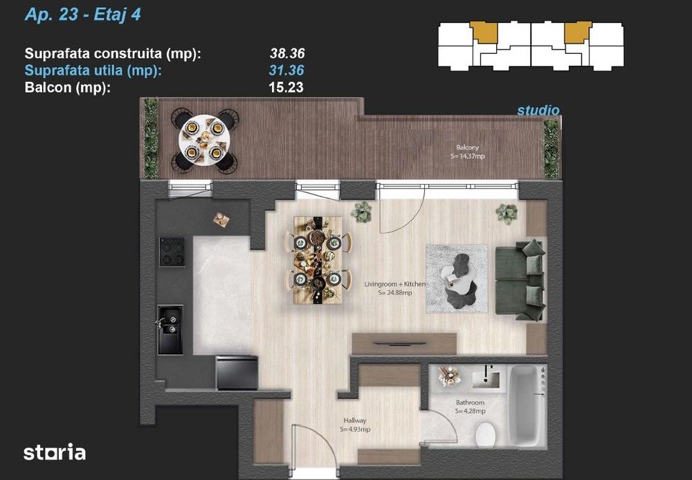 79.000 euro + TVA | Garsoniera Militari Sector 6 | Metrou Pacii