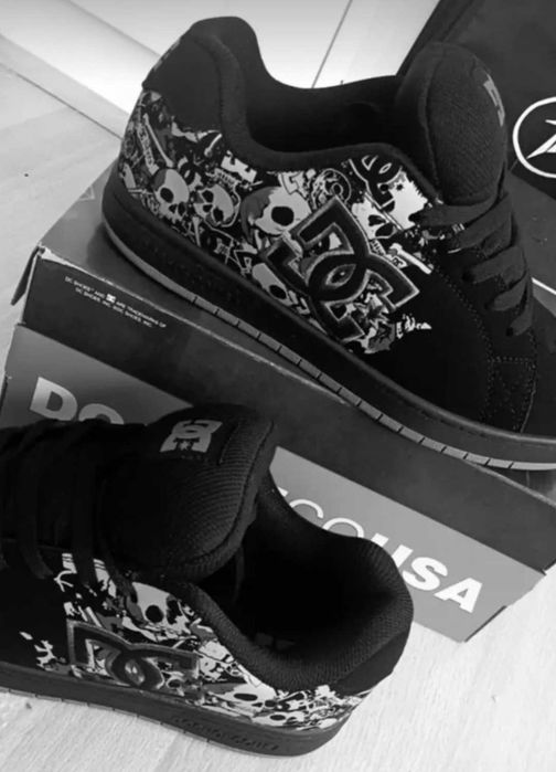 1blood Midnight Black and White Skull Patterned Sneakers