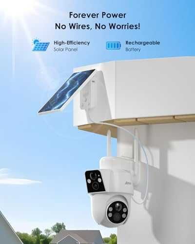 Нова 2K соларна WiFi камера 3MP двойна 360° PTZ PIR нощно виждане дом