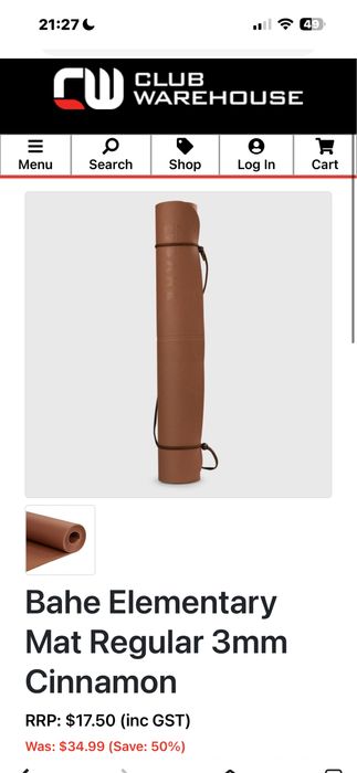 Bahe  елементарен йога мат 3 мм