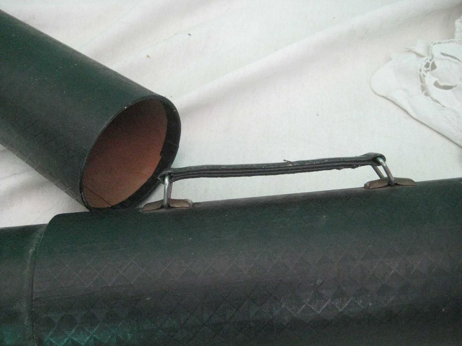 Тубус СССР более 1 метра Коленкор Кожаный и мельхиоровая Ручка СССР