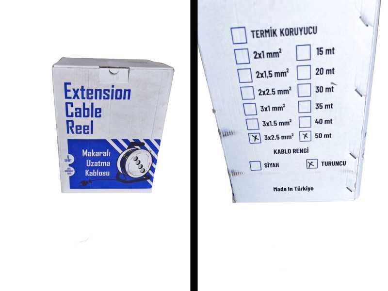 Удължител Макара 50м 3 х 2.5 3000W НОВИ