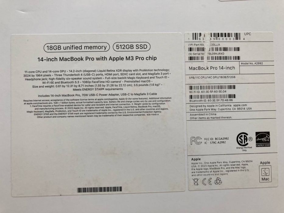 Янги 2023 Apple MacBook Pro 14-дюйм M3 Pro Space Black LL/A Сотилади