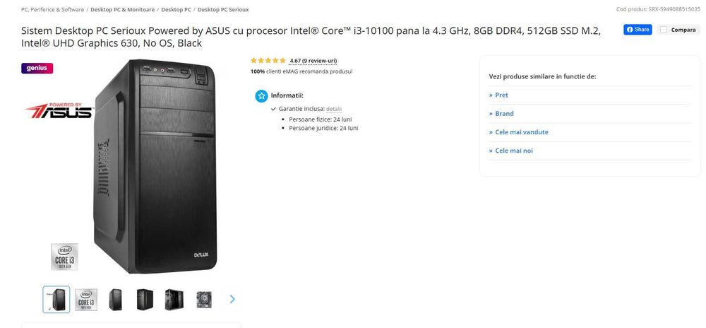 Sistem Desktop PC Serioux Powered by ASUS-garantie 2 ani