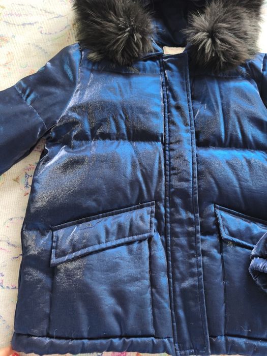 Зимно яке с гъши пух и качулка с естествен косъм