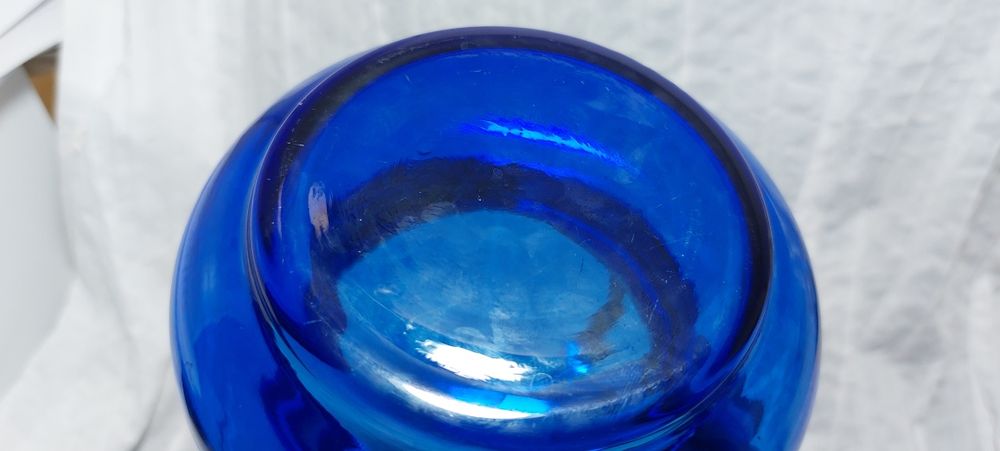 Сахарница синее стекло