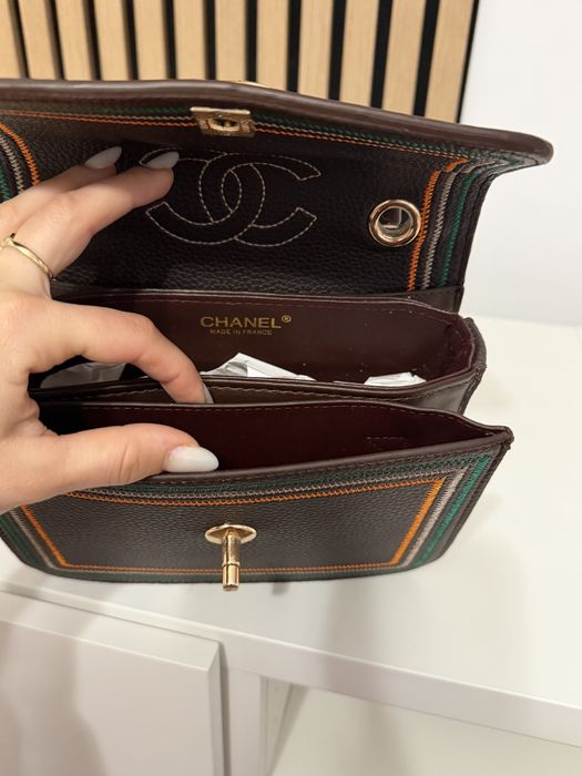 Geanta Chanel super calitate de mana maro auriu