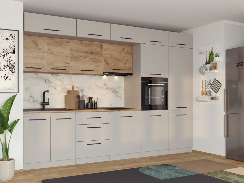 Set Mobila Bucatarie Linea 320 Casmir / Stejar C28 - Transport Gratuit