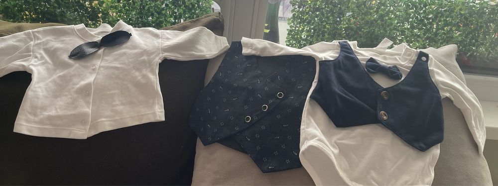 дрехи за момче 0-3-6м риза, панталони, спален чувал