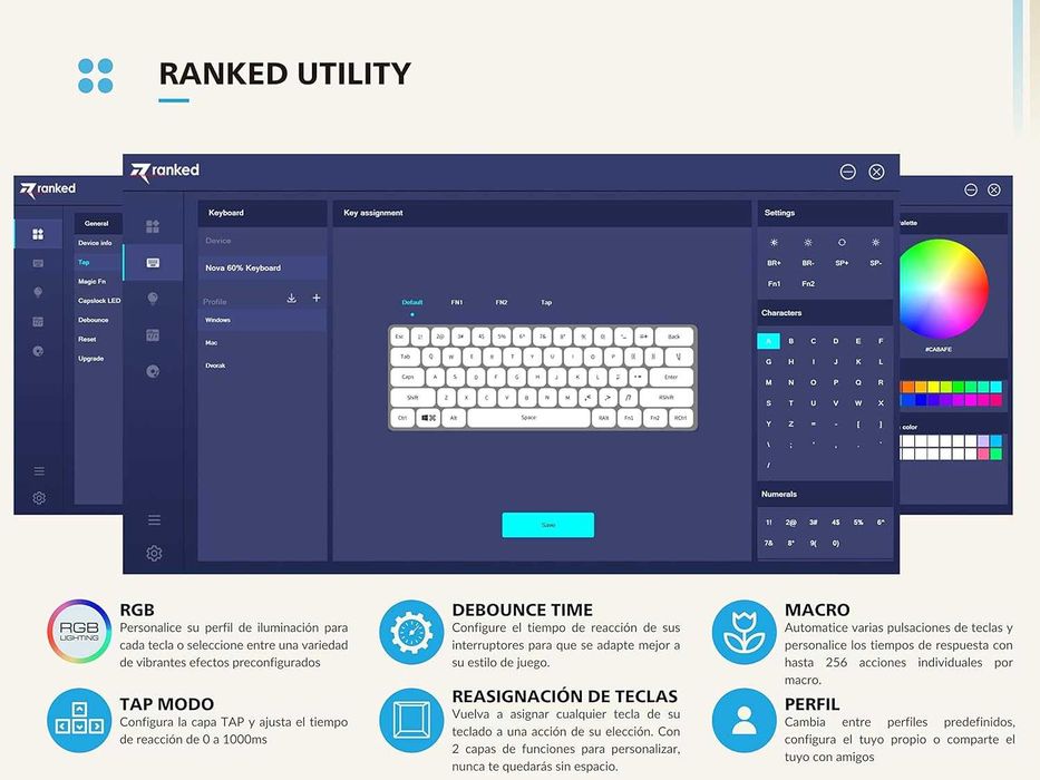 Tastatura Mecanica Gaming Ranked S60 Supernova 60% Hot Swap PC/MAC ES