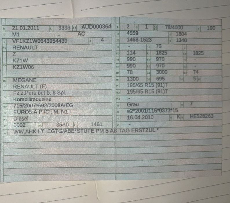 RENAULT MEGANE 3  1.5dci 110 cp euro 5