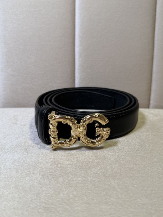 Curea neagră din piele- D&G, logo auriu