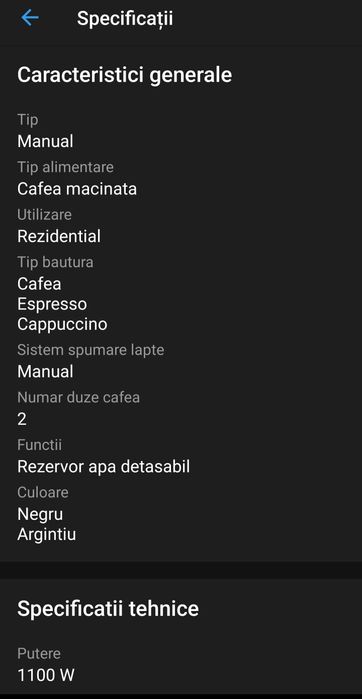 Espressor cafea, Gorenje ESCM15DBK, 1100W, Rezervor de apa 1.5L, 15 ba