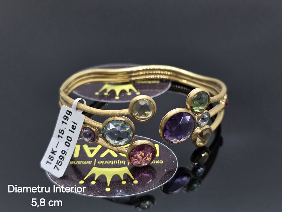 Bijuteria Royal: Brățară aur 18k/ 15.19 gr / Quartz / Topaz/ Turmalina