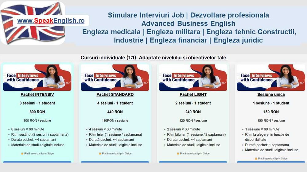 Engleză adulți/elevi – Speaking,Writing, IELTS, OET, STANAG, Cambridge