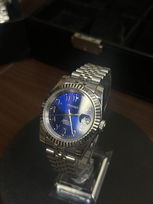 Ceas Seiko Datejust Arabic Albastru si Roz