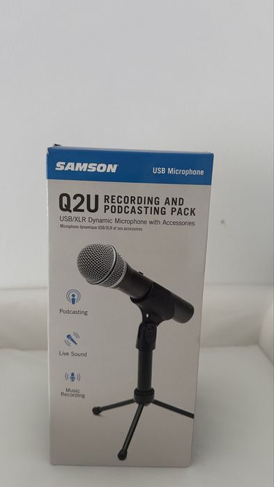 Pachet de inregistrare si podcasting Samson Q2U, Microfon dinamic USB/XLR cu accesorii