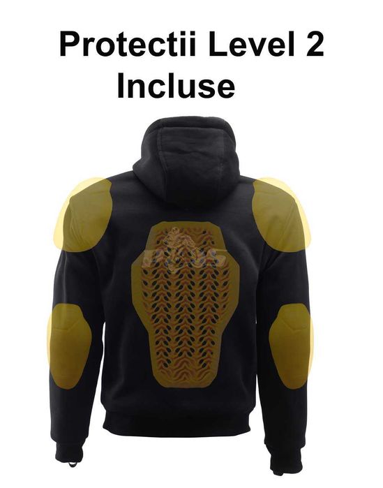 Hanorac Moto PES KevArmor Zip cu Protecții CE Level 2 Certificare AA