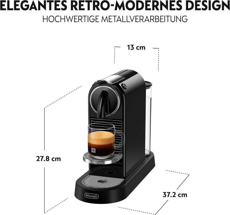 Еспресо кафемашина с капсули DeLonghi Nespresso CitiZ EN167.B Кафе 1260W