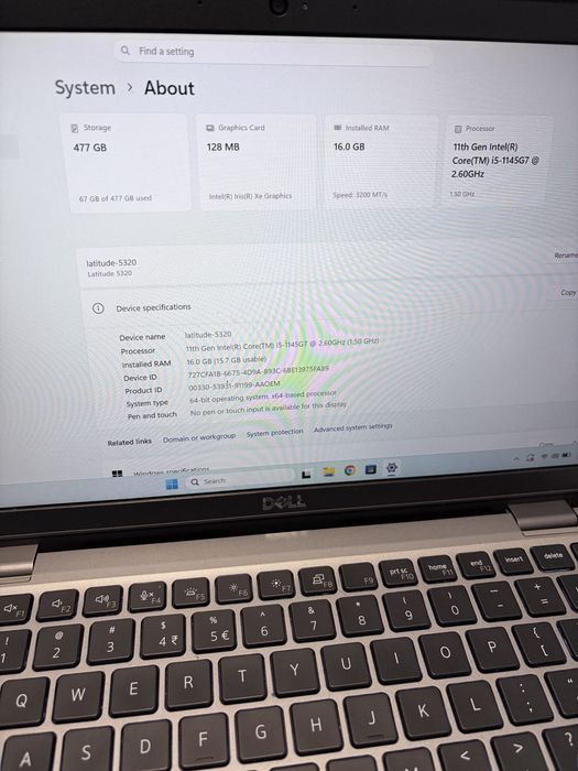Laptop Dell Latitude 5320, 512GB ssd, 16GB ram, Intel Core i5 gen 11, Fără încărcător