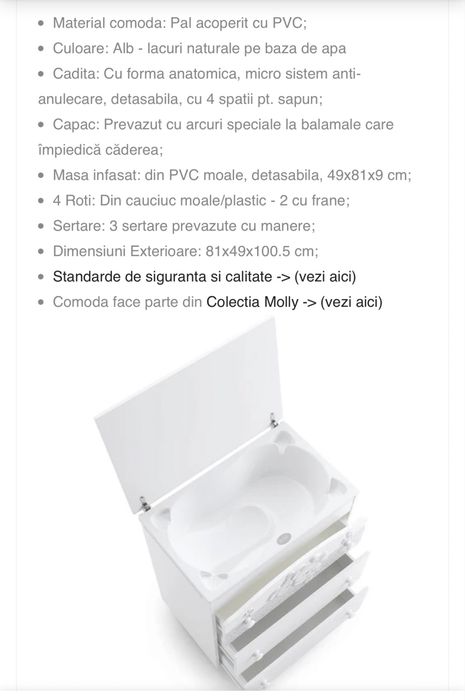 Comoda infasat cu cadita Erbesi