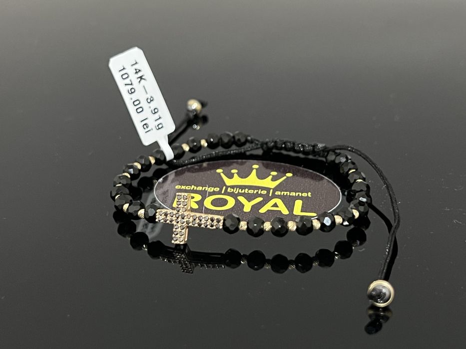 Bijuteria Royal CB : Bratara cu snur bile aur 14k 3,91 grame