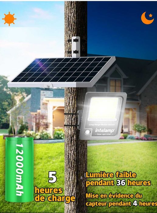 Соларна външна лампа с датчик за движение,3000LM,супер ярка 12000mAh