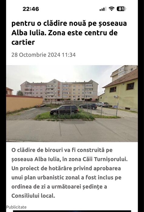 Teren intravilan Șoseaua Alba Iulia