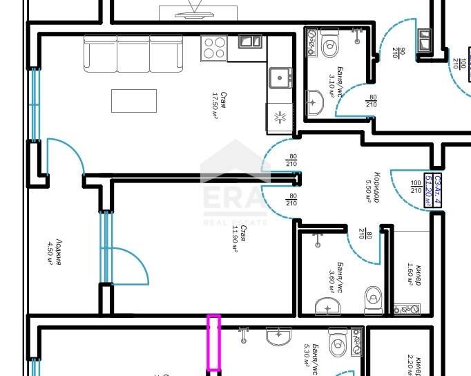 Продава се Двустаен апартамент в Варна, м-т Пчелина - 65 кв.м за 1216 €/кв.м - Снимка #3