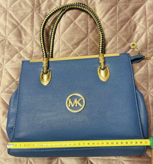 Geanta piele naturala albastra