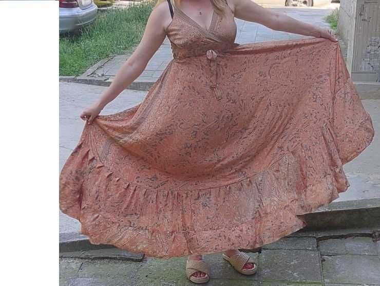 Дълга рокля от естествена коприна