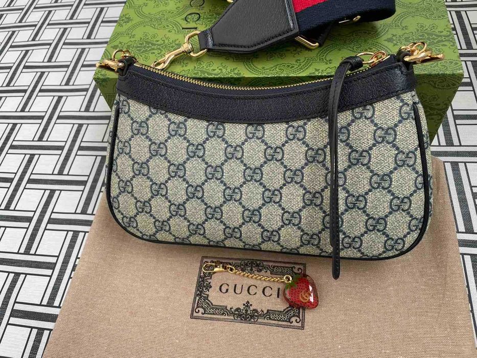 Gucci Оригинална Малка Чанта Ophidia Гучи Supreme Син Canvas GG Лого