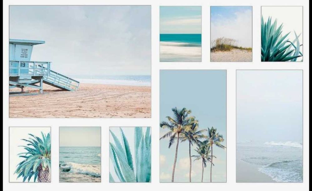 Vand set 9 canvasuri perete Ikea, tema plaja