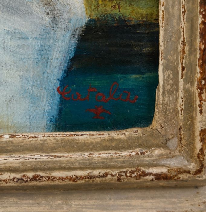Маслена картина Michèle Catala (1921–1951) – „Пристанище край Валенсия“, 1948 г.