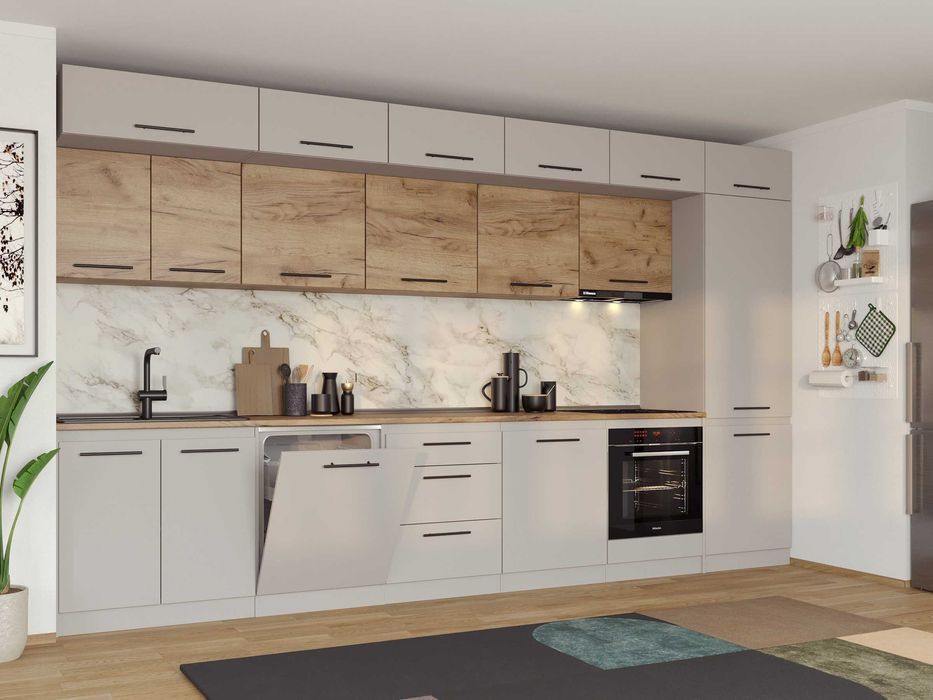 Set Mobila Bucatarie Linea 380 Casmir / Stejar C29 - Transport Gratuit