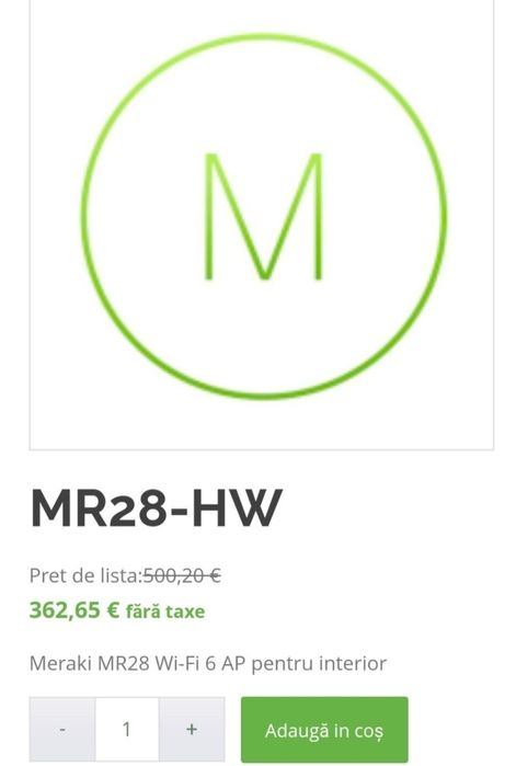Meraki MR28-HW Transmițător Wifi MR28-HW Meraki MR28 Cloud Managed 802