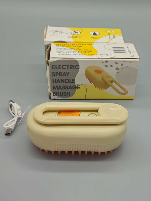 Електрическа масажираща четка със спрей за домашни любимци куче/котка