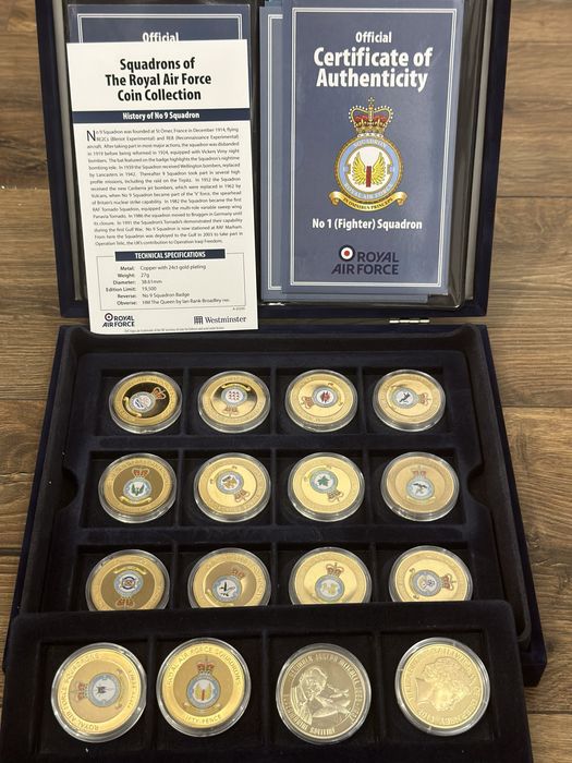 Colectie de monede Royal Air Force  placate cu aur de 24