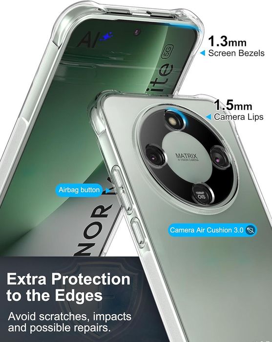 Прозрачен силиконов удароустойчив кейс за honor magic8 lite със защита