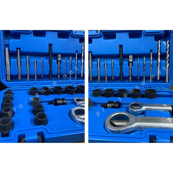 К-т Екстрактори на Болтове, Гайкоцеп и Шпилководачи 28 части HAWEK