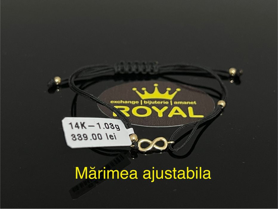 Bijuteria Royal CB : Bratara cu snur bile aur 14k 1,03 grame