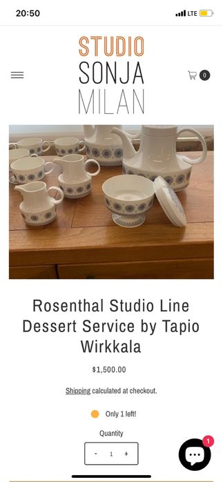 Serviciu mic dejun rosenthall anul 1962 design Tapio Wirkkala