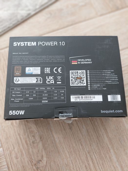 Sursă Be Quiet 550w 80+ bronze,,stare foarte bună